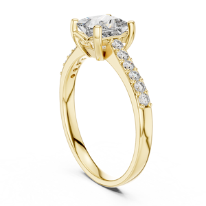 Anillo Clásico Solitario con Corte Princesa y Pavé, con Diamante Cultivado en Laboratorio, Chapado en Oro Amarillo de 18K y Rodio, Certificado, para Fiestas, Bodas, Regalo de Lujo - Product Image 2