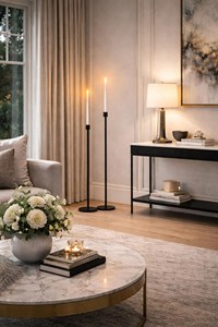 Grand chandelier en métal noir pour sol, idéal pour l'entrée et la décoration des halls d'hôtel - Product Image 6