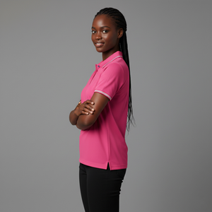 Polo Rosa para Mujer, Manga Corta, Logotipo Bordado en la Parte Delantera, Estilo Casual, Tela Oxford Transpirable, 100% Poliéster, en Oferta Online - Product Image 3