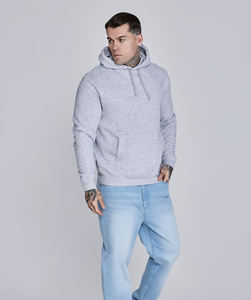 <b>Men's</b> Light <b>Grey</b> Hooded <b>Sweatshirt</b> Regular Fit Solid Color Cotton Knitted Casual Pullover Hoodie Autumn Wear - Product Image 3