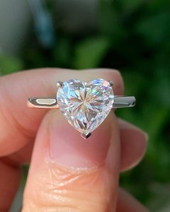 Moissanite 2CT Heart Cut Diamond <b>Solitaire</b> Romantic <b>Ring</b> Original 925 <b>Silver</b> Wedding Party Proposal Charm Jewelry for Lovers - Product Image 2
