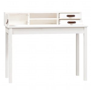 Escritorio para computadora de madera de pino maciza y cuero sintético (100% poliuretano) Escritorio blanco - Product Image 6
