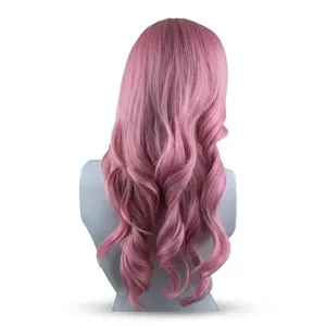 Long Ombre Pink <b>Wavy</b> Human Hair <b>Wig</b> Full Lace Front Natural Look Unprocessed Hair Extension Women's Fashion <b>Wig</b> - Product Image 6