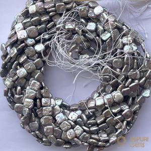 Perles de culture d'eau douce Jaipuri Gems AAA IGI, brunes dorées, carrées, 8 mm et 10 mm, pour la fabrication de bijoux - Product Image 2
