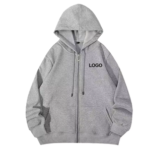 Sweat-shirt à capuche zippé personnalisé avec logo, unisexe, en coton et polyester, polaire, couleur unie, pour le sport, vente en gros, vierge - Product Image 4