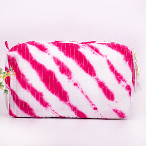 Wholesale Eco-friendly Cotton Luxury Cosmetic BlockPrinted Makeup Pouch Vintage Large MultiFunctional Travel <b>Bridesmaid</b> Proposal - Product Image 3