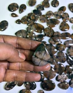 Colgante de Piedra Preciosa Natural de Chiastolita Marrón, Cabujón de Cristal Pulido, Chiastolita Natural para Joyería - Product Image 3