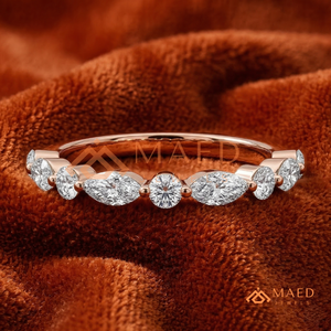 แหวนแต่งงานโรแมนติกชุบทองคำชมพู 14K ประดับเพชรโมอิสซาไนต์ทรงมาร์คีส์และทรงกลม แหวนนิรันดร์เงินแท้ 925 ประดับเพชรสลับกัน - Product Image 2