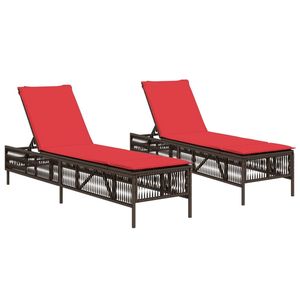 Chaise longue de patio en rotin PE brun, design standard, mobilier de relaxation extérieur - Product Image 2