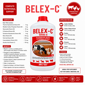 Suplemento líquido BELEX-C con complejo B y vitamina C para ganado, búfalos, terneros, ovejas, cabras y aves de corral. |   Paquete: 5 litros - Product Image 4