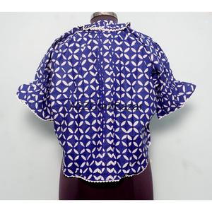 Blusa india hecha a mano 100% algodón para mujer, diseño floral estampado en bloque, manga 3/4 larga, ecológica, transpirable, informal de verano - Product Image 6