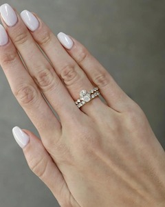 2.70 Carat Oval Lab Created Diamond <b>Ring</b> Set 14K Yellow Gold 4 Prong Engagement <b>Ring</b> with 2.2 MM <b>Stacking</b> Wedding Band - Product Image 5