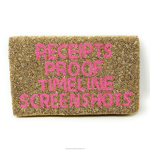 Sac à main pliable à motif géométrique doré avec perles, taille personnalisée, soirée, mariage, luxe, designer - Product Image 1