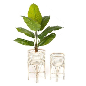 ตะกร้าหวายสีขาวสำหรับวางต้นไม้ ทำด้วยมือ พร้อมฝาครอบ - Product Image 4