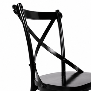 Classic <b>Black</b> Wooden Cross Back <b>Dining</b> <b>Chair</b> Solid Wood Bistro Restaurant <b>Chair</b> with Curved Frame and Ring Footrest - Product Image 3
