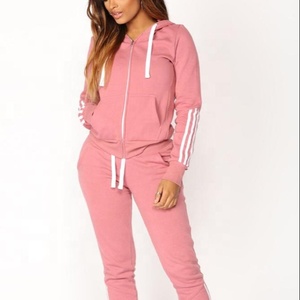 New arrival women custom printing zipper hoodie with matching joggers trousers sportswear sweat suits - Product Image 3