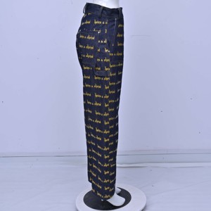 Pantalon large taille haute en tissu peigné imprimé de qualité supérieure, coupe ample, longueur intégrale, décontracté, avec poches, écologique, séchage rapide, vente en gros - Product Image 2