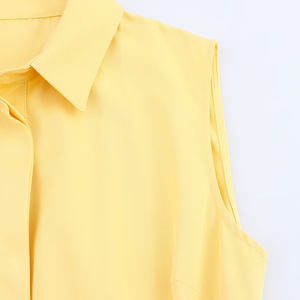 Robe Chemise Tendance Été 2026 Nouvelle Collection Femme avec Ceinture, Col Revers, Sans Manches, Élégante - Product Image 4