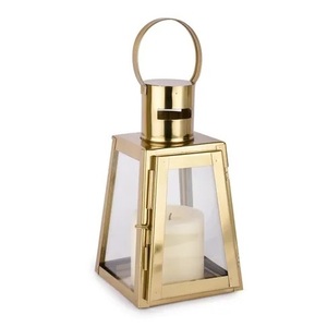 Farol de Mimbre de Ratán Natural con Inserto de Vidrio, Portavelas Decorativo con Asa, Farol de Piso Hecho a Mano con Tejido de Bambú - Product Image 2