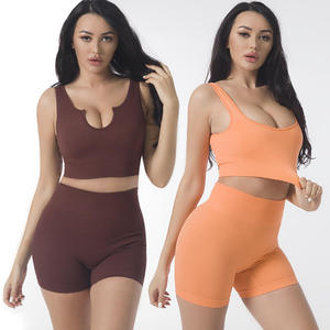 Ensembles 2 pièces pour femmes : Tenues de yoga, haut court et short de sport, hauts élastiques pour l'entraînement, ensembles de gym - Product Image 6