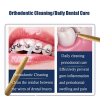 Brosse à dents interdentaire et cure-dents en bambou écologiques et souples avec poils en acier inoxydable pour adultes