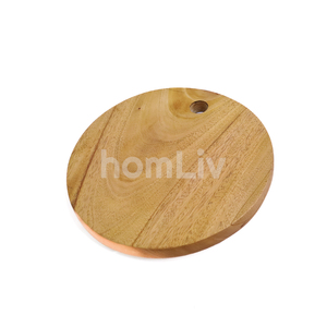 เขียงไม้มะฮอกกานีทำมือ HomLiv ขนาดเส้นผ่านศูนย์กลาง 20 ซม. หนา 1.5 ซม.  แบบธรรมชาติ ยั่งยืน ใช้เสิร์ฟพิซซ่าและชีสได้ - Product Image 4