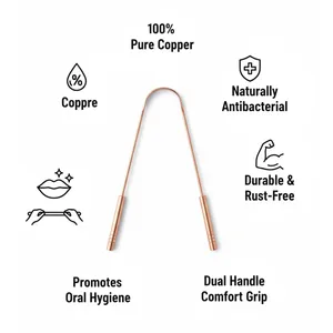 Limpiador de Lengua de Cobre con Hierbas Esenciales, Mejora la Higiene Bucal, Aliento Fresco y Eliminación de Bacterias, Mango Cómodo y Flexible - Product Image 4
