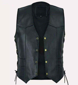 Gilet de motard sans manches en cuir véritable, design personnalisé, nouvelle collection 2026, style vintage, écologique, pour l'hiver, avec boutons et fermeture éclair - Product Image 1