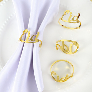 Elegante anillo decorativo para servilletas de acero inoxidable con acabado dorado premium para eventos. - Product Image 4