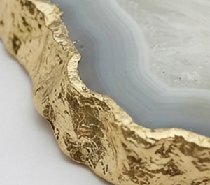 Elegant Serving Tray With Gold <b>Edged</b> <b>Border</b> Polished Natural Stone Decorative Resin Finish Perfect For Home Restaurants And Gift - Product Image 2