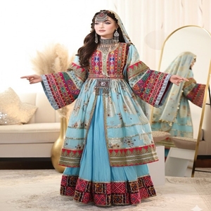 Robe traditionnelle afghane brodée à la main |   Tenue culturelle afghane |   Robes longues afghanes brodées à la main |   Mariage afghan - Product Image 5