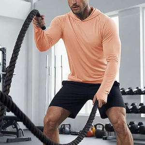 Camisa de Tiro para Hombre con Capucha, Manga Larga, Estampada, de Color Sólido, de Poliéster, que Absorbe la Humedad, de Secado Rápido, Transpirable, con Protección UV, para Verano - Product Image 4