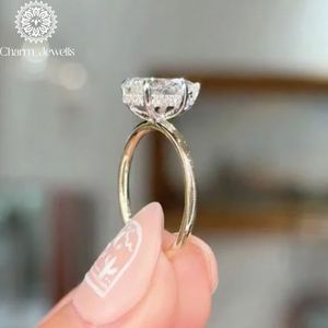 Bague de fiançailles Charm Jewells en argent 925 et moissanite, sertie à griffes, style classique, certifiée IGI, options plaqué or rose/14 carats - Product Image 6