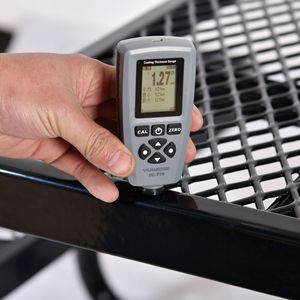 46\" Black Outdoor Square Steel Picnic <b>Table</b> with <b>Umbrella</b> Pole Garden Sets - Product Image 4