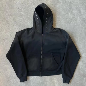 Sweat-shirts à capuche pour hommes de haute qualité 100% polyester, manches évasées rayées, logo imprimé personnalisé, tissé et brodé - Product Image 2