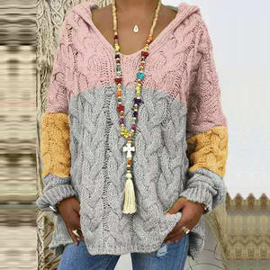 Jocoo Jolee Women's Autumn Twist Knitted Casual Solid <b>Hooded</b> Pullovers Europe Style Streetwear <b>Jumper</b> in Picture Color L - Product Image 1