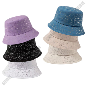 Chapeaux Bob SIBRIN Personnalisés avec Strass Scintillants et Diamants, Casquettes Unisexe Streetwear pour Festivals en Plein Air et Soirées Rave (Lot) - Product Image 1