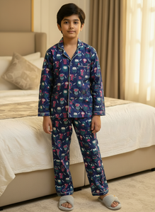 UNBIND Pyjamas pour enfants en pur coton, tendance, à manches longues, très confortables, toutes saisons, de qualité supérieure, pour robe imprimée - Product Image 1