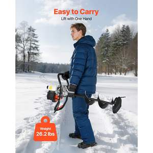حفار ثلج يعمل بالغاز 52 سي سي بمحرك ثنائي الأشواط مع رأس حفر فولاذي 8 بوصات مقاوم للبرودة ومحمول لحفر الثقوب بدقة وسرعة - Product Image 6