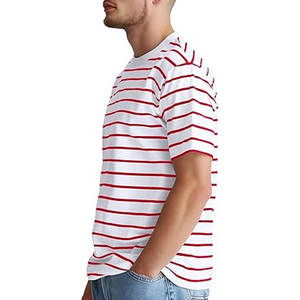 Camiseta a Rayas para Hombre, Manga Corta, Cuello Redondo, Clásica, con Rayas Horizontales, Informal, de Verano, de Algodón, Ligera y Cómoda - Product Image 3