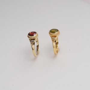 Bague en laiton Moku avec grenat ovale facetté, taille fixe, élégante et glamour, faite à la main, bijou pour femme, pierre de naissance - Product Image 3