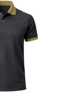 Polo de algodón gris carbón para hombre con cuello y ribetes de manga en color caqui, corte clásico, informal, para verano, suministro al por mayor OEM - Product Image 4