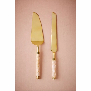 Luxury Gold Stainless Steel Wedding <b>Cake</b> Knife <b>Server</b> Set Pearl Shell Handle Custom Birthday Party Dessert Cutlery <b>Cake</b> <b>Server</b> - Product Image 1