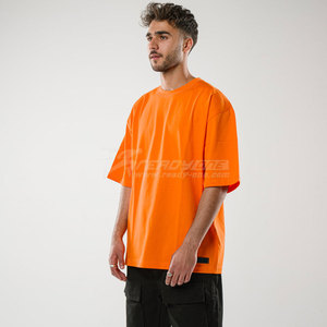 เสื้อยืดผ้าฝ้าย100% สำหรับผู้ชายเสื้อผ้า300 GSM ทรงหลวมโลโก้บ็อกซี่ฟิตไซส์ใหญ่พิเศษ - Product Image 6