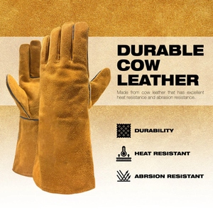 Gants de soudure en cuir de vachette pleine fleur de haute qualité, résistants à la chaleur, aux étincelles et aux flammes, durables, pour la sécurité au barbecue - Product Image 5