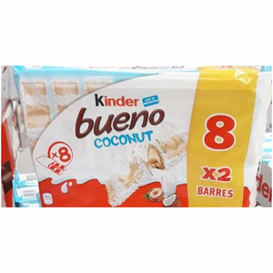 Nueva Barra de Chocolate con Coco Kinderr Bueno de 39 g, Delicioso Wafer de Crema de Coco con Chocolate - Product Image 1