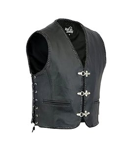 Gilet de moto en cuir véritable noir de qualité supérieure pour homme, du S au 3XL - Product Image 1