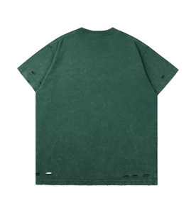 T-shirt Homme Oversize Coupe Boxy Délavé à l'Acide Col Rond Manches Courtes Effet Stone Washed avec Logo Avant en Diverses Tailles – Vente en Gros - Product Image 1