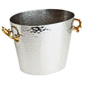 Cubo enfriador de vino de cobre martillado, cubo de hielo de doble pared con aislamiento y asas de latón para champán y vino, artículos de bar de lujo - Product Image 3