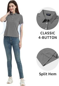 Polo sportif pour femme en laine mérinos 100% coton, lavable en machine, t-shirt en laine mérinos pour femme - Product Image 2